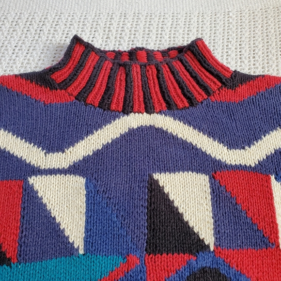 VTG Hunt Club Women's Petite Medium Ramie Cotton Geometric Pullover Sweater - Picture 3 of 8